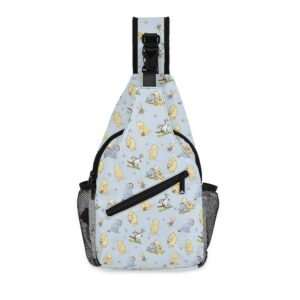 Winnie the Pooh Chest Bag/Crossbody Sling Bag with Adjustable Strap in Blue
