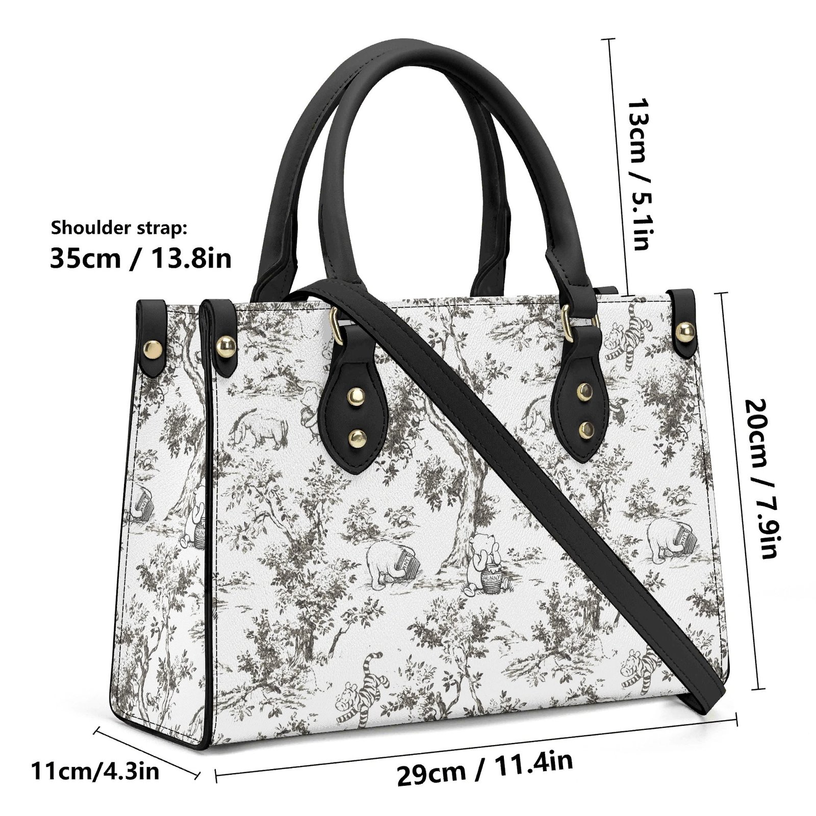 Winnie the Pooh Handbag in Black and White - Image 8