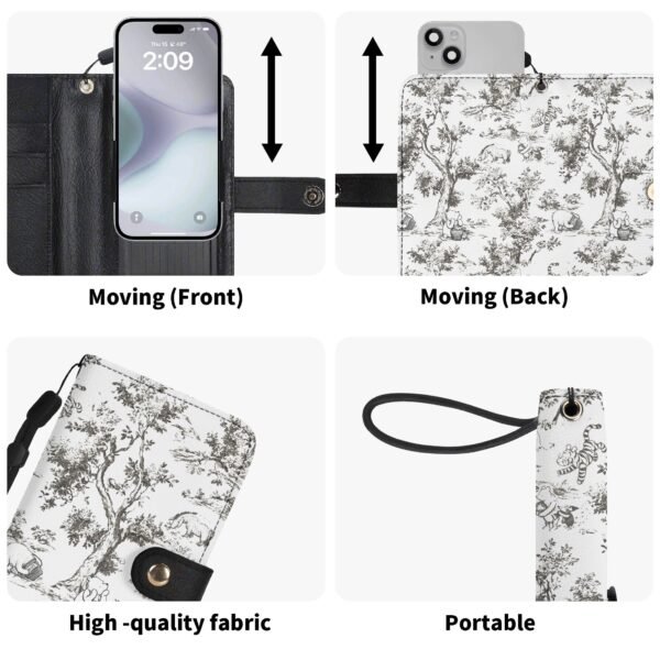 Winnie the Pooh Phone Wallet in Romantic, Pastoral Black and White Toile de Jouy - Image 8
