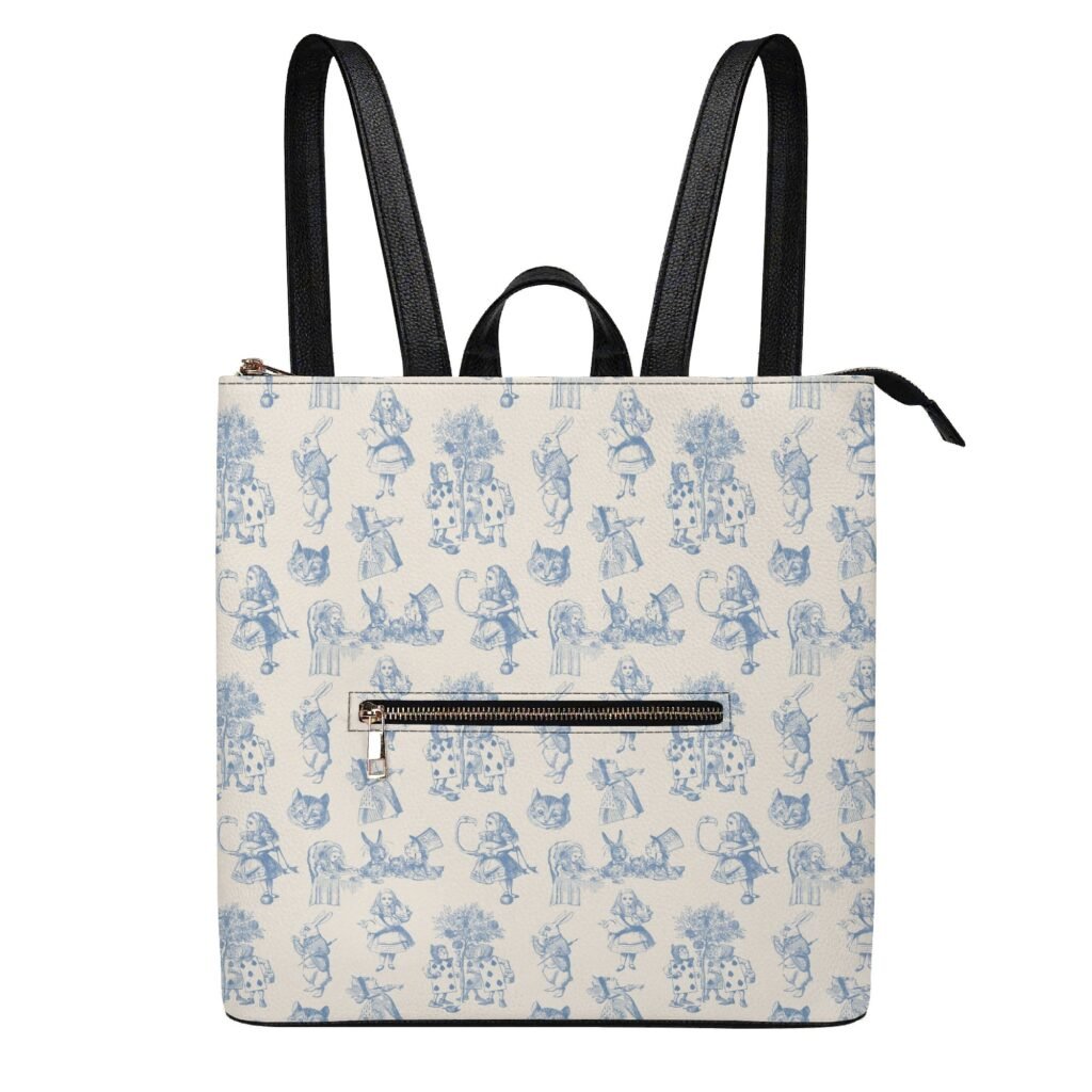 Alice in Wonderland Backpack Purse in Vegan Leather