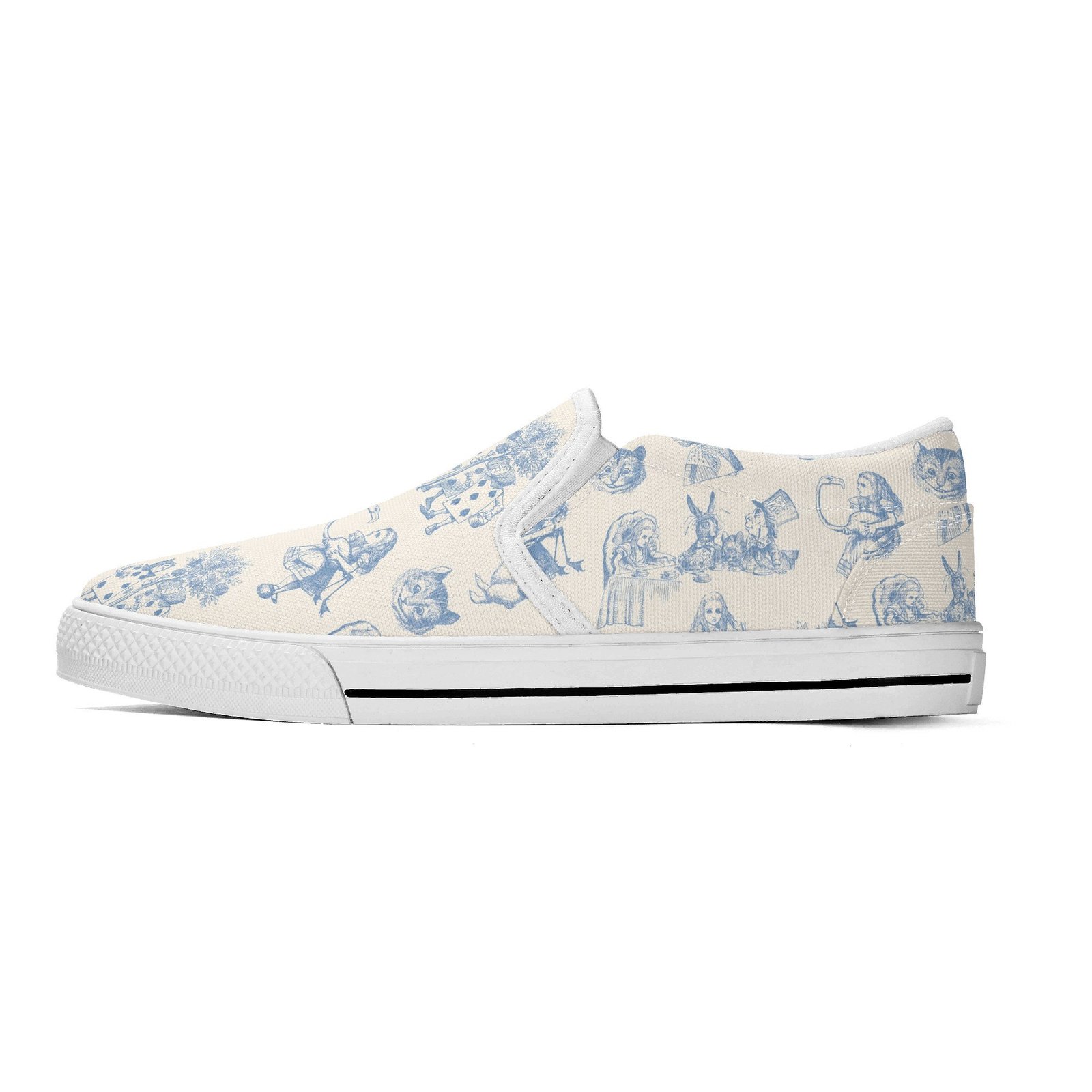 Blue Alice in Wonderland Slip On Shoes - Image 2