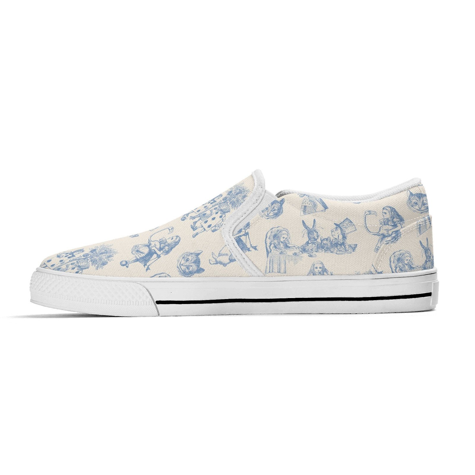 Blue Alice in Wonderland Slip On Shoes - Image 4
