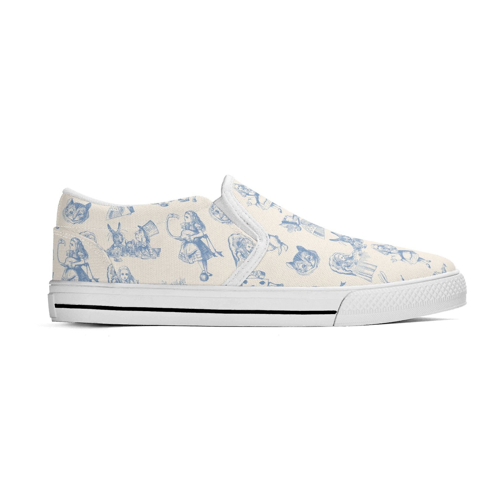 Blue Alice in Wonderland Slip On Shoes - Image 5