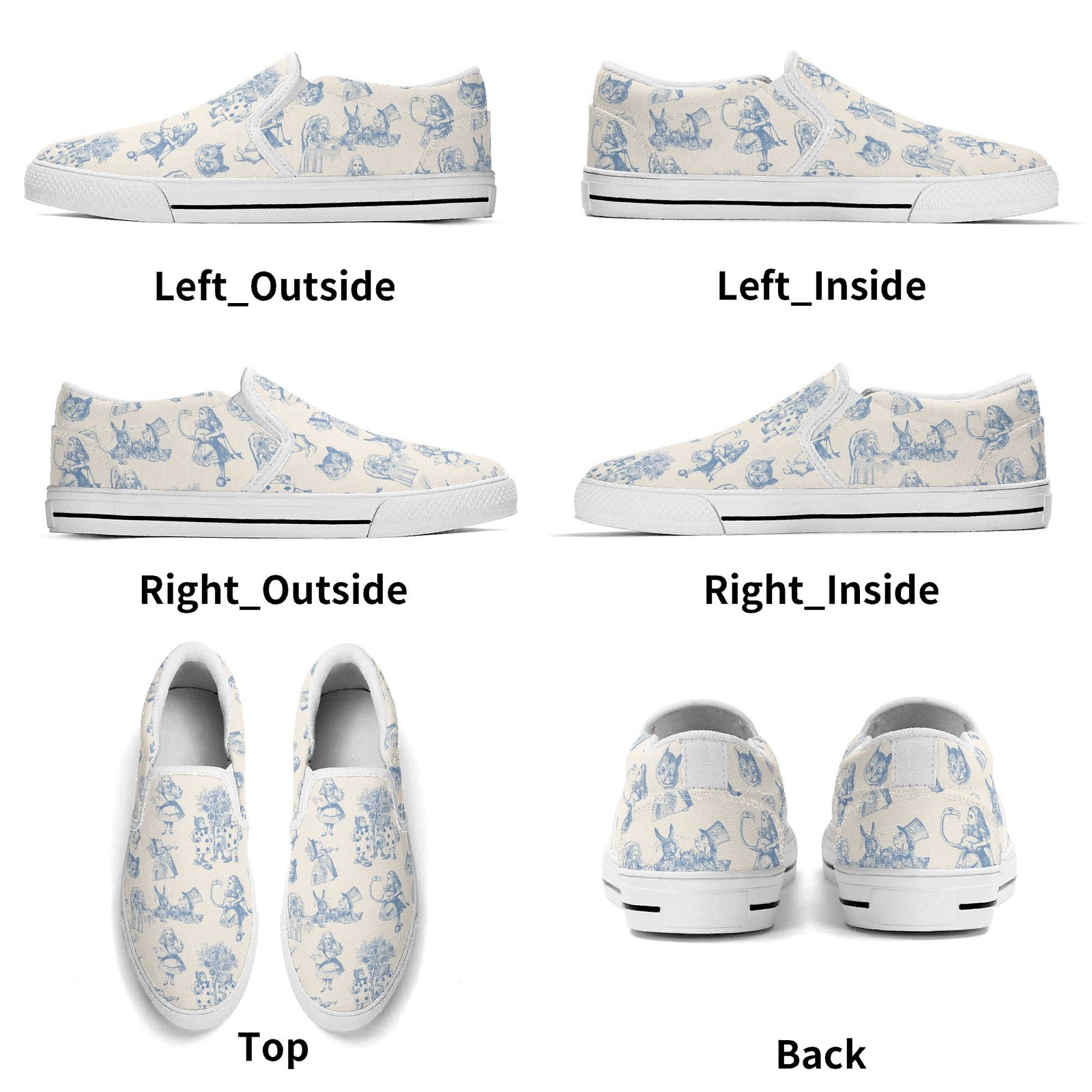Blue Alice in Wonderland Slip On Shoes - Image 9