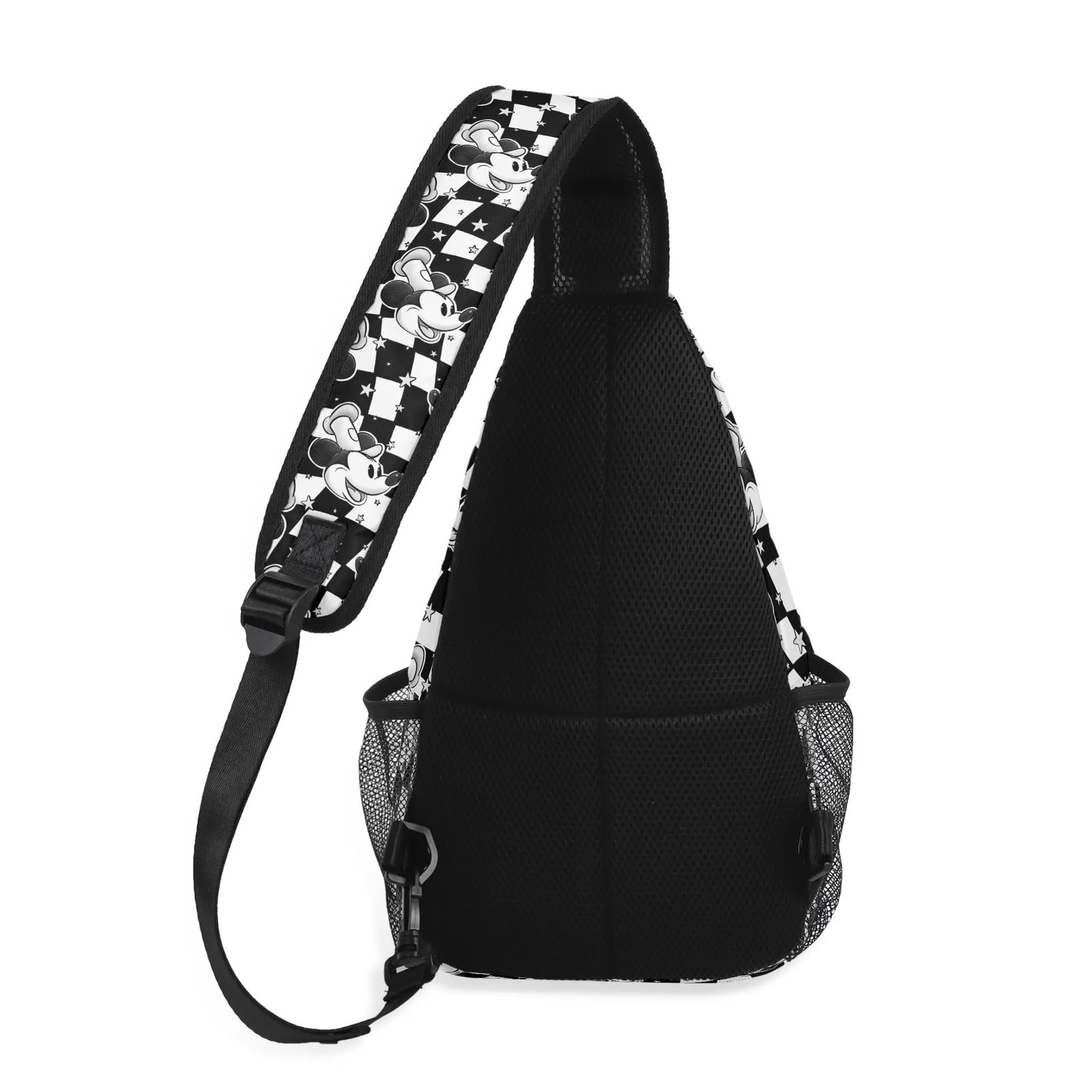 Steamboat Willie Chest Bag | Steamboat Willie Crossbody Bag with Adjustable Strap Black and White Checkered - Image 2