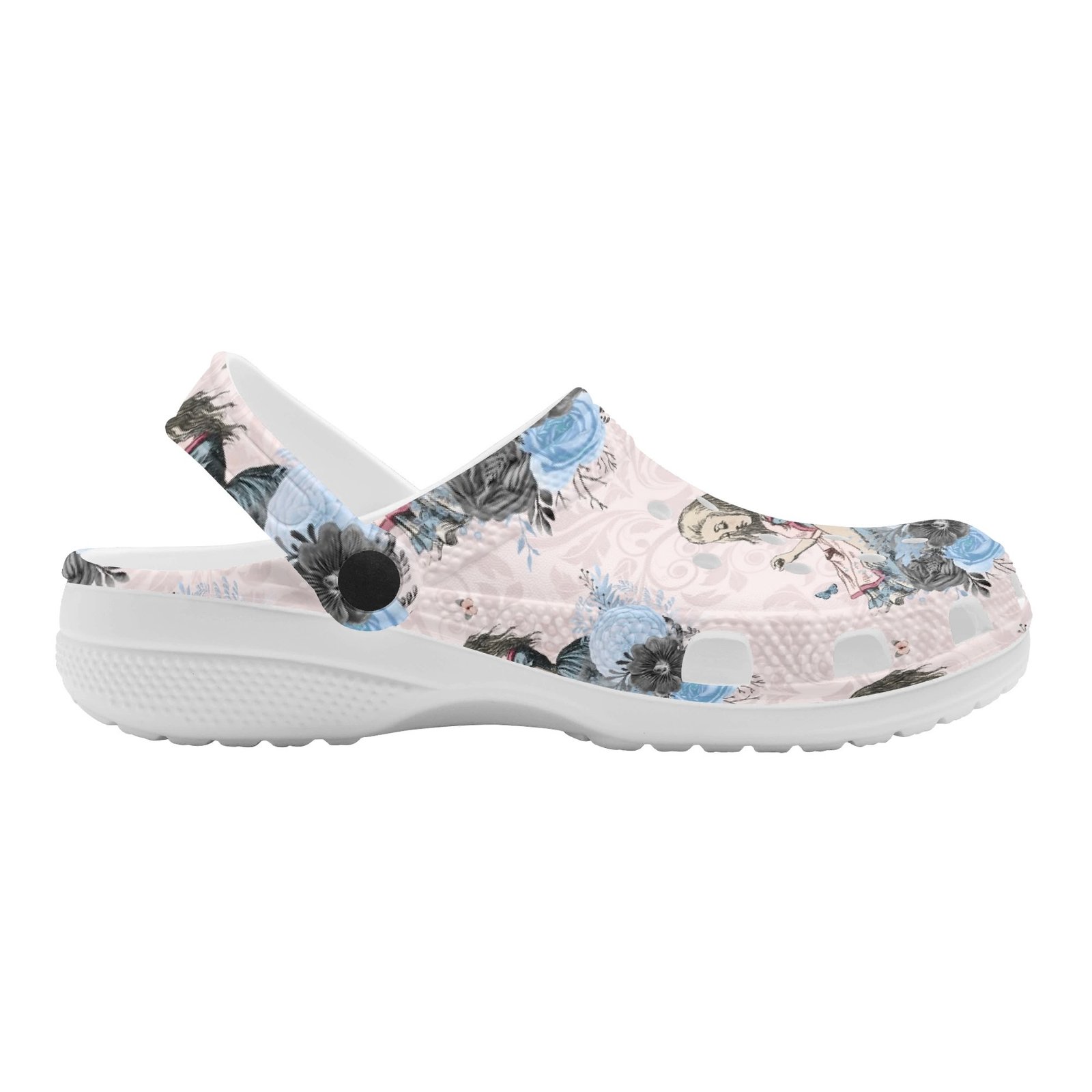 Alice in Wonderland Women’s Rubber Clogs in Pink - Image 5