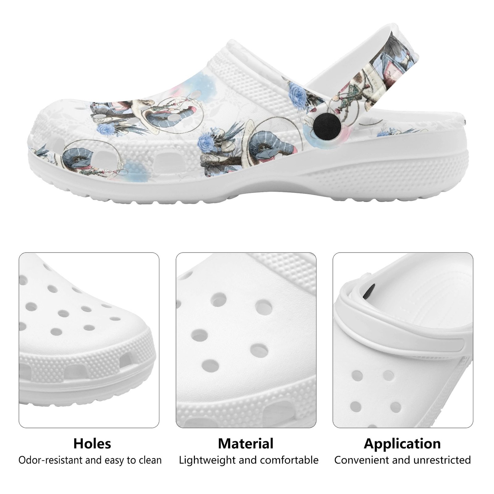 Alice in Wonderland Women’s Rubber Clogs - Alice and the Caterpillar on a Mushroom - Image 10