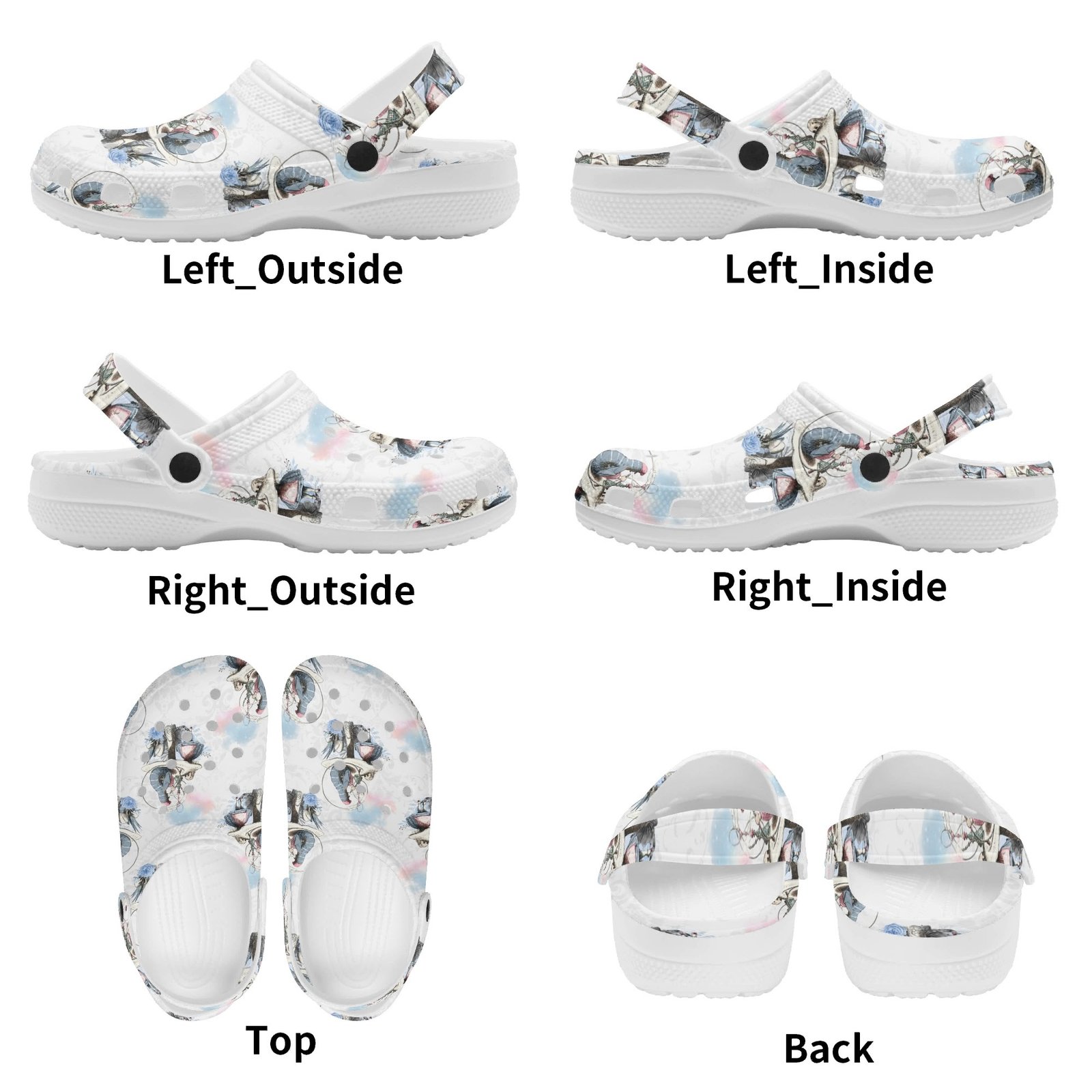 Alice in Wonderland Women’s Rubber Clogs - Alice and the Caterpillar on a Mushroom - Image 11