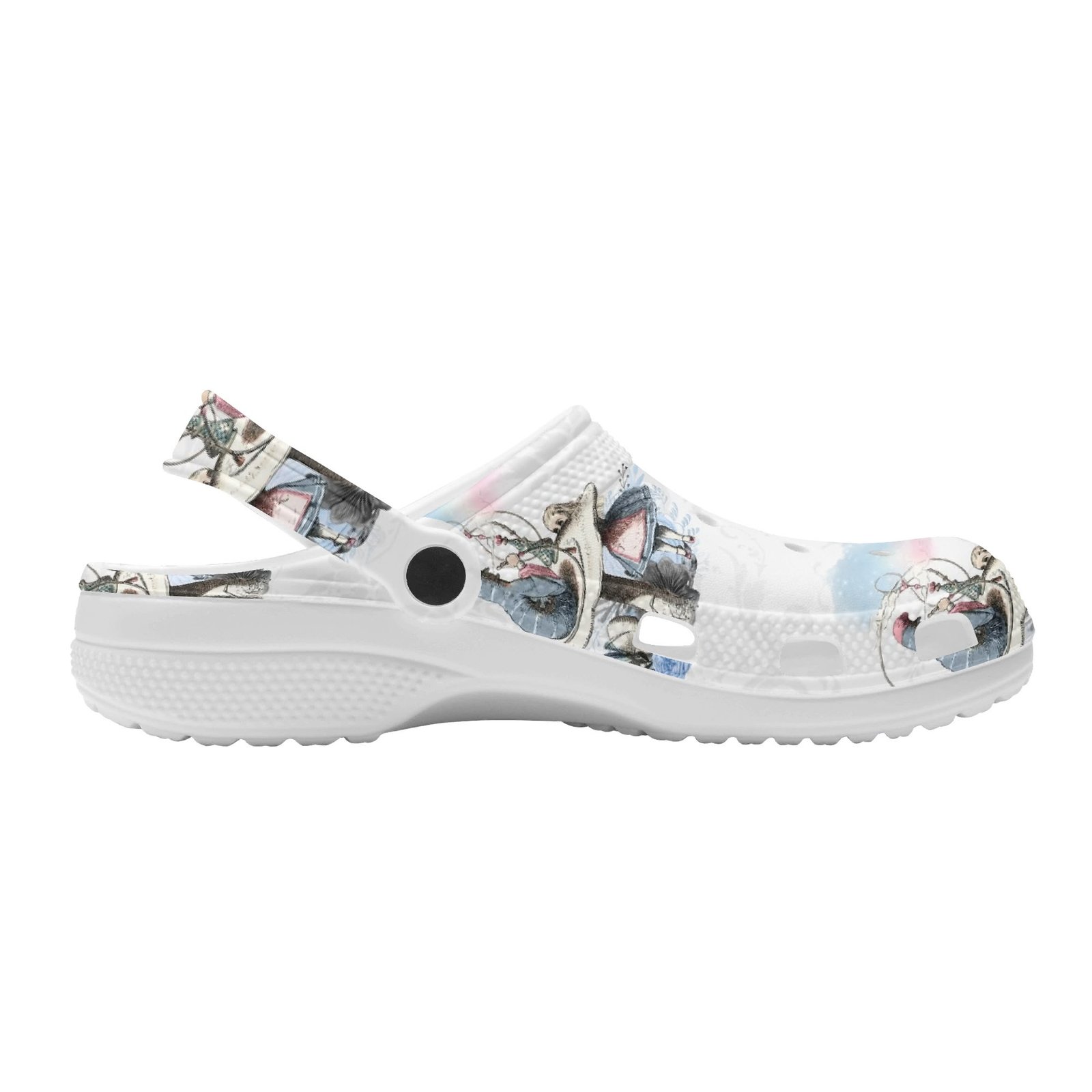 Alice in Wonderland Women’s Rubber Clogs - Alice and the Caterpillar on a Mushroom - Image 3