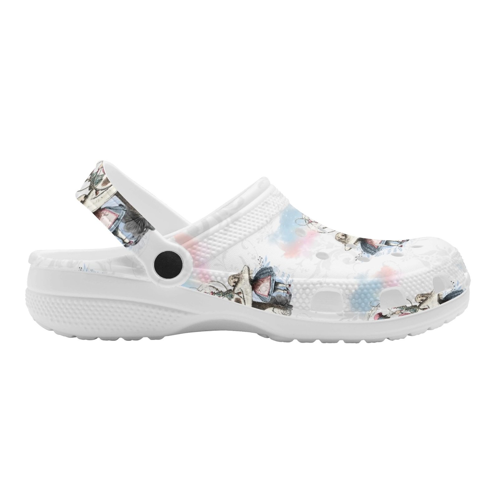 Alice in Wonderland Women’s Rubber Clogs - Alice and the Caterpillar on a Mushroom - Image 5