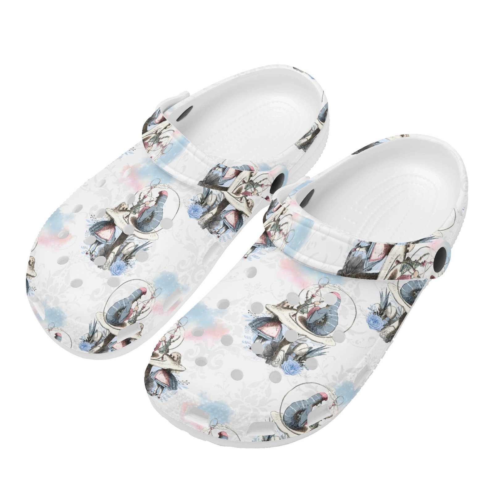 Alice and the Caterpillar on a Mushroom Rubber Clogs