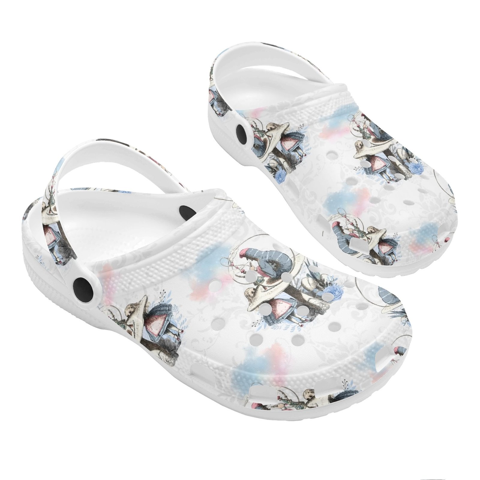 Alice and the Caterpillar on a Mushroom Rubber Clogs