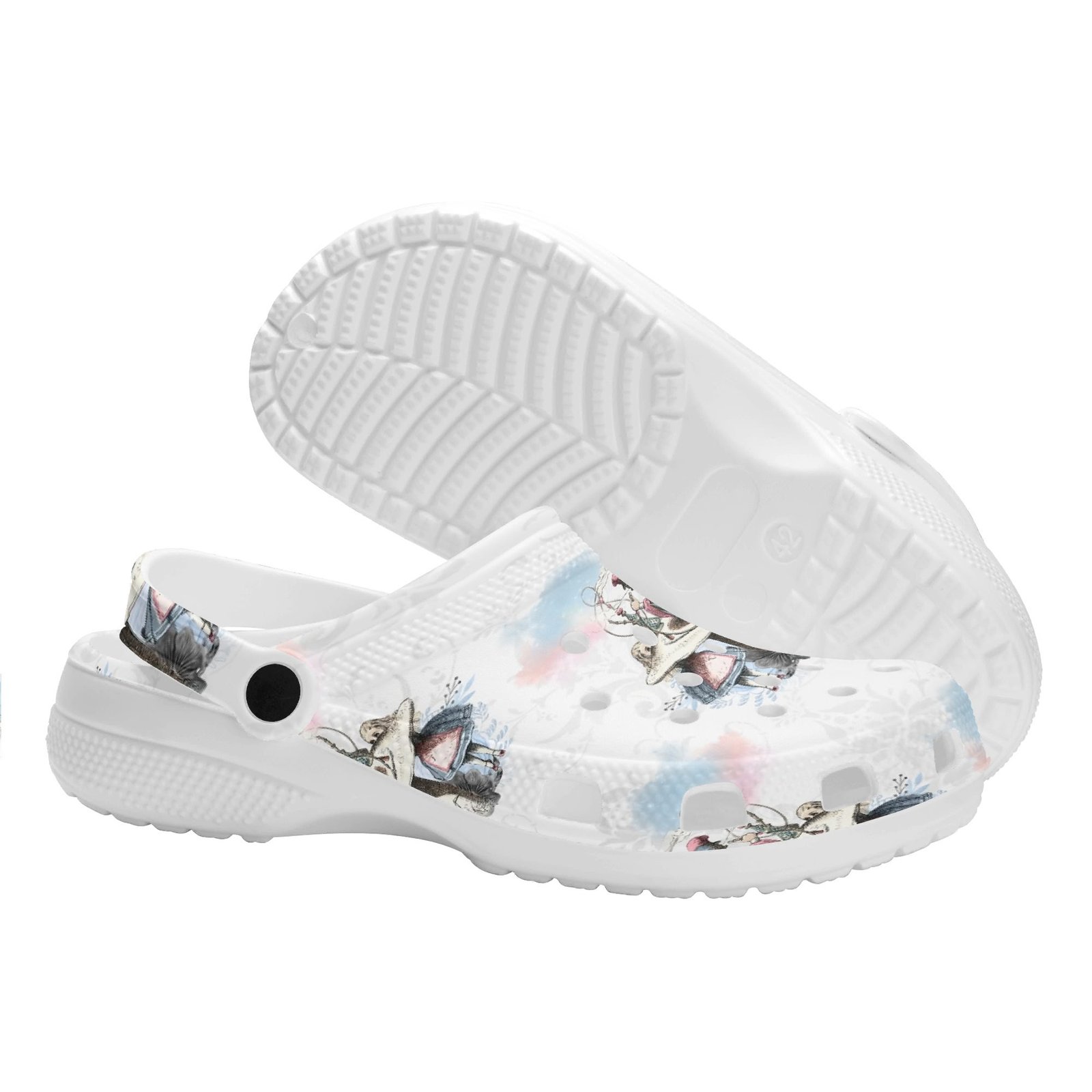 Alice in Wonderland Women’s Rubber Clogs - Alice and the Caterpillar on a Mushroom - Image 9