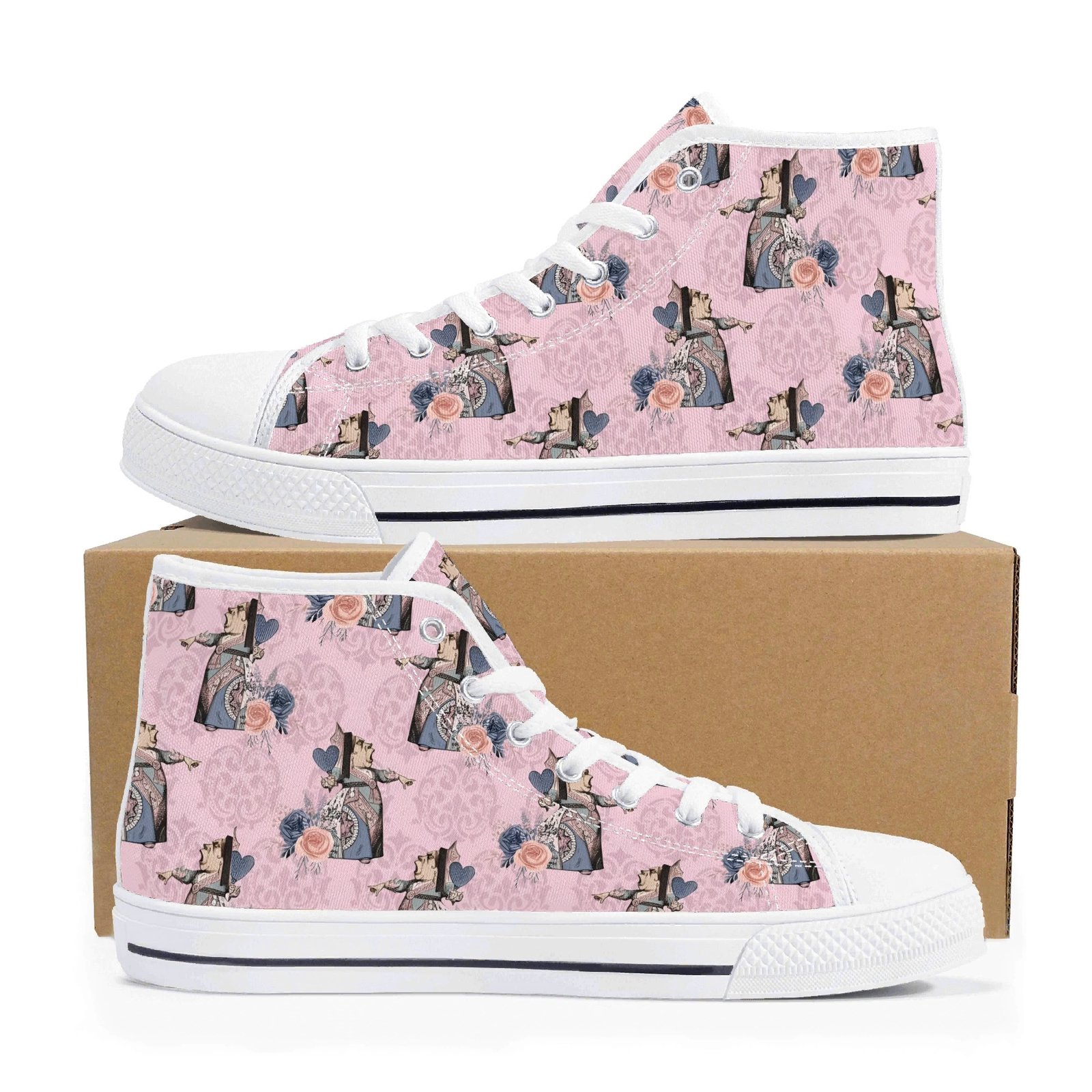 Pink Women’s Queen of Hearts Shoes | Queen of Hearts High Top Shoes - Image 21