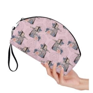 Curved Queen of Hearts Cosmetic Bag in High Quality Vegan Leather