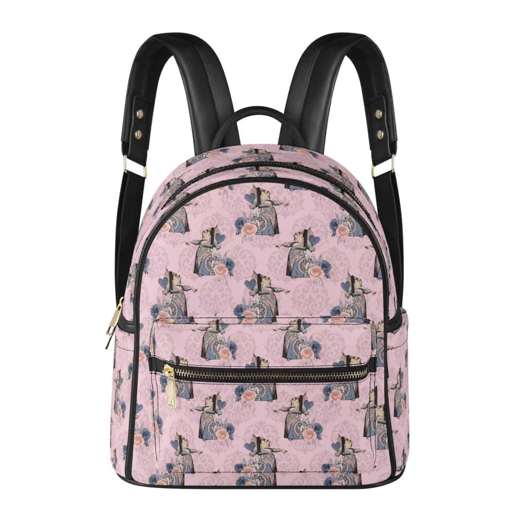 Pink Queen of Hearts Mini Backpack in Vegan Leather