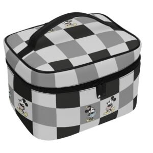 Steamboat Willie Black and Grey Checkered Train Case
