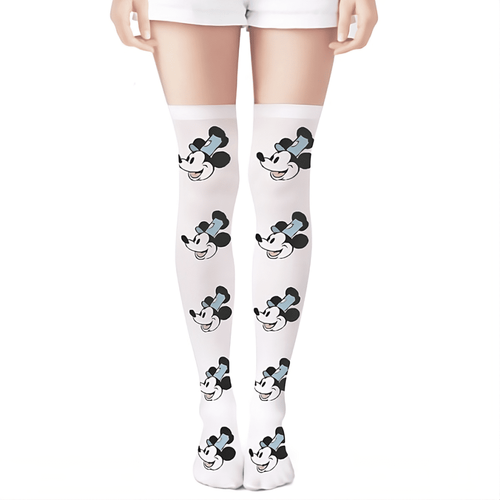 Steamboat Willie Thigh High Stockings in White