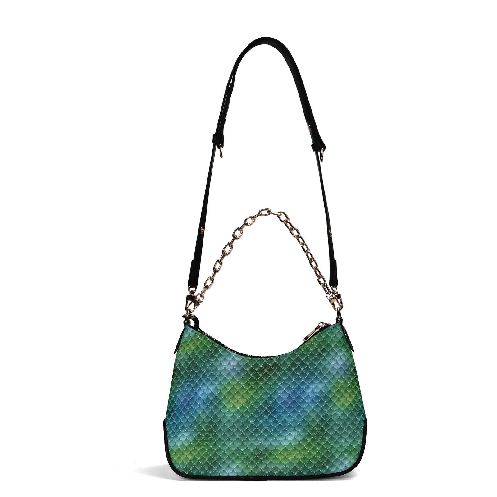 Green Mermaid Handbag with Chain Detail - Image 5