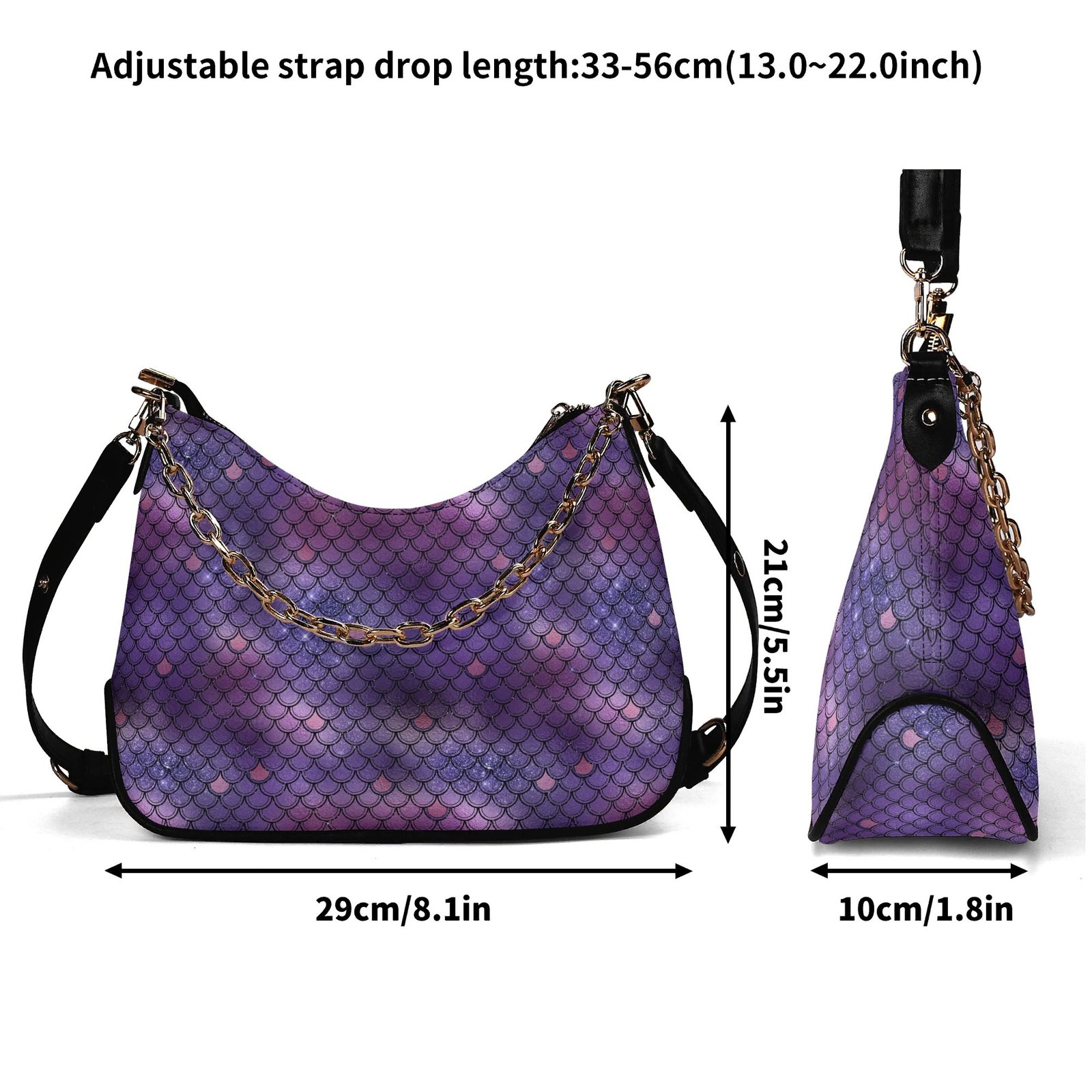 Purple Mermaid Handbag with Chain Detail - Image 7