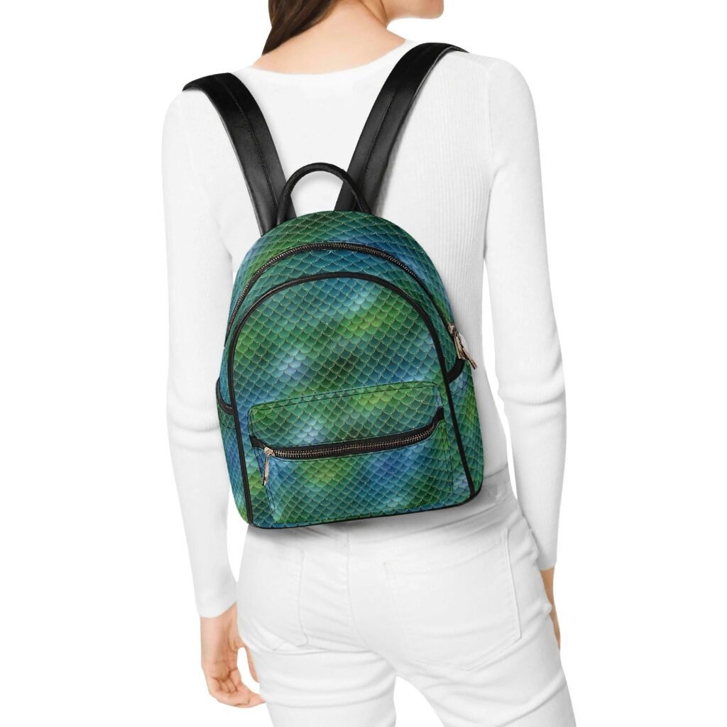 Green Mermaid Mini Backpack in Vegan Leather
