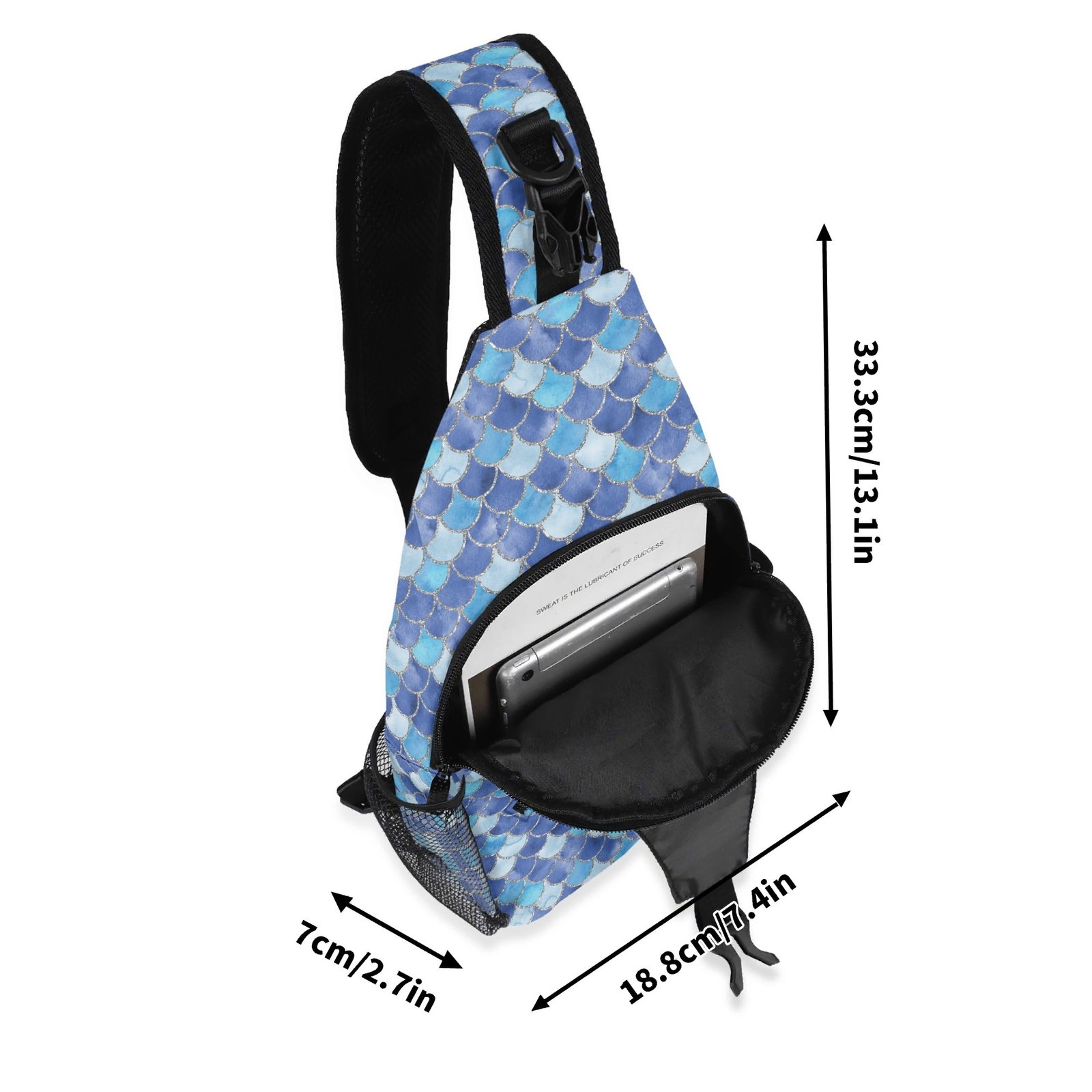 Blue Mermaid Sling Bag | Mermaid Chest Bag Crossbody Bag with Adjustable Strap - Image 8