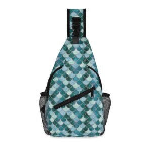 Green Mermaid Sling Bag | Mermaid Chest Bag Crossbody Bag with Adjustable Strap