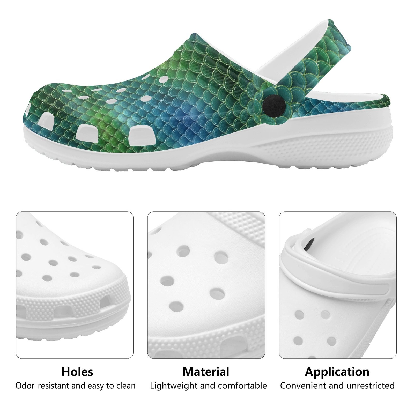 Green Mermaid Rubber Clogs - Image 10