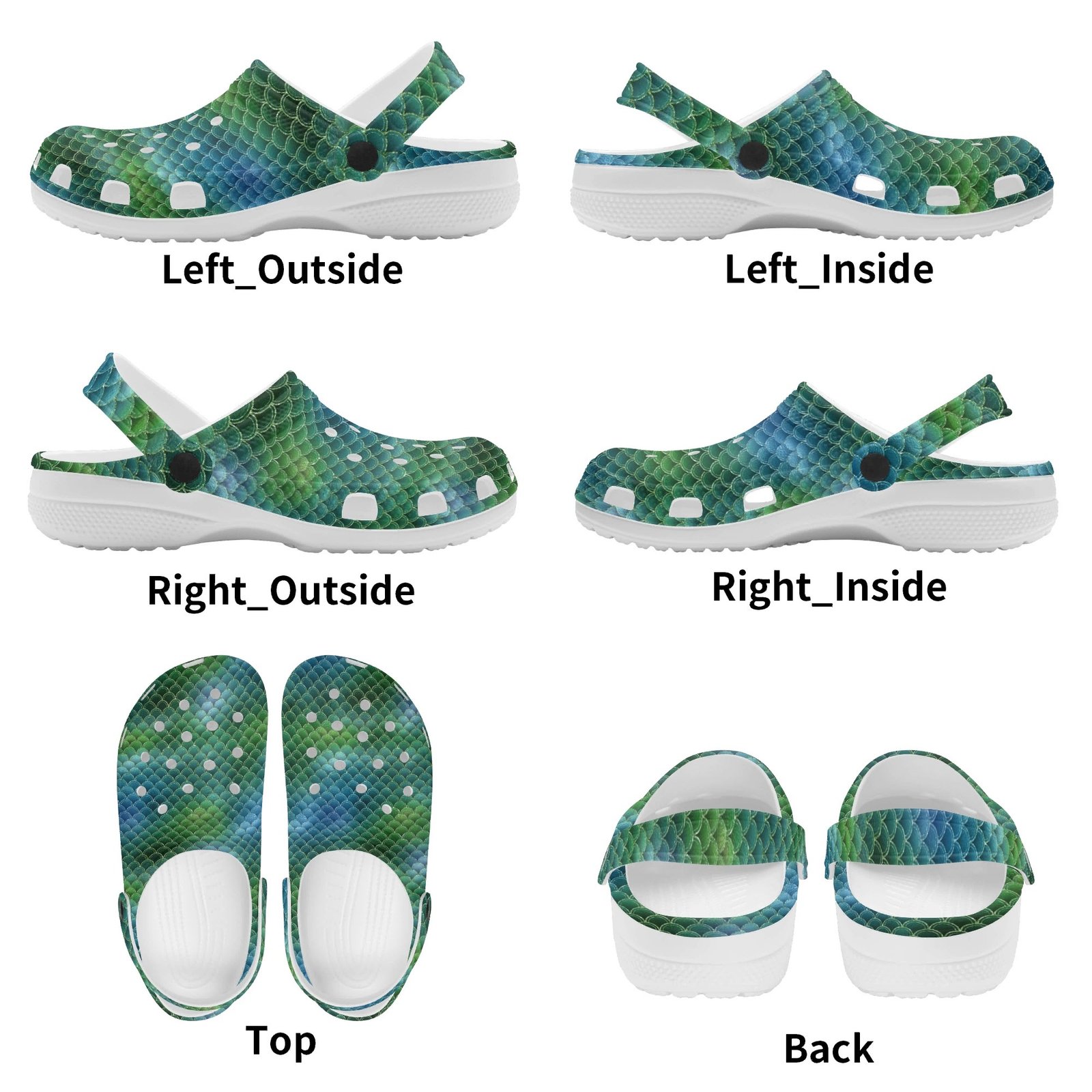 Green Mermaid Rubber Clogs - Image 11