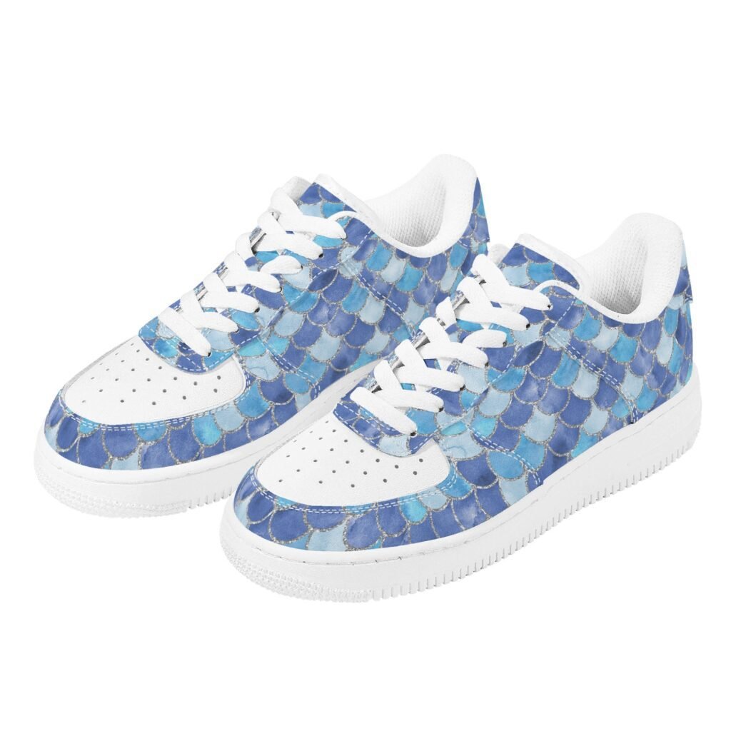 Blue Mermaid Shoes Women's Low Top Vegan Leather Sneakers