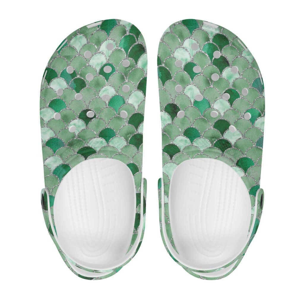 Green Mermaid Scale Rubber Clogs