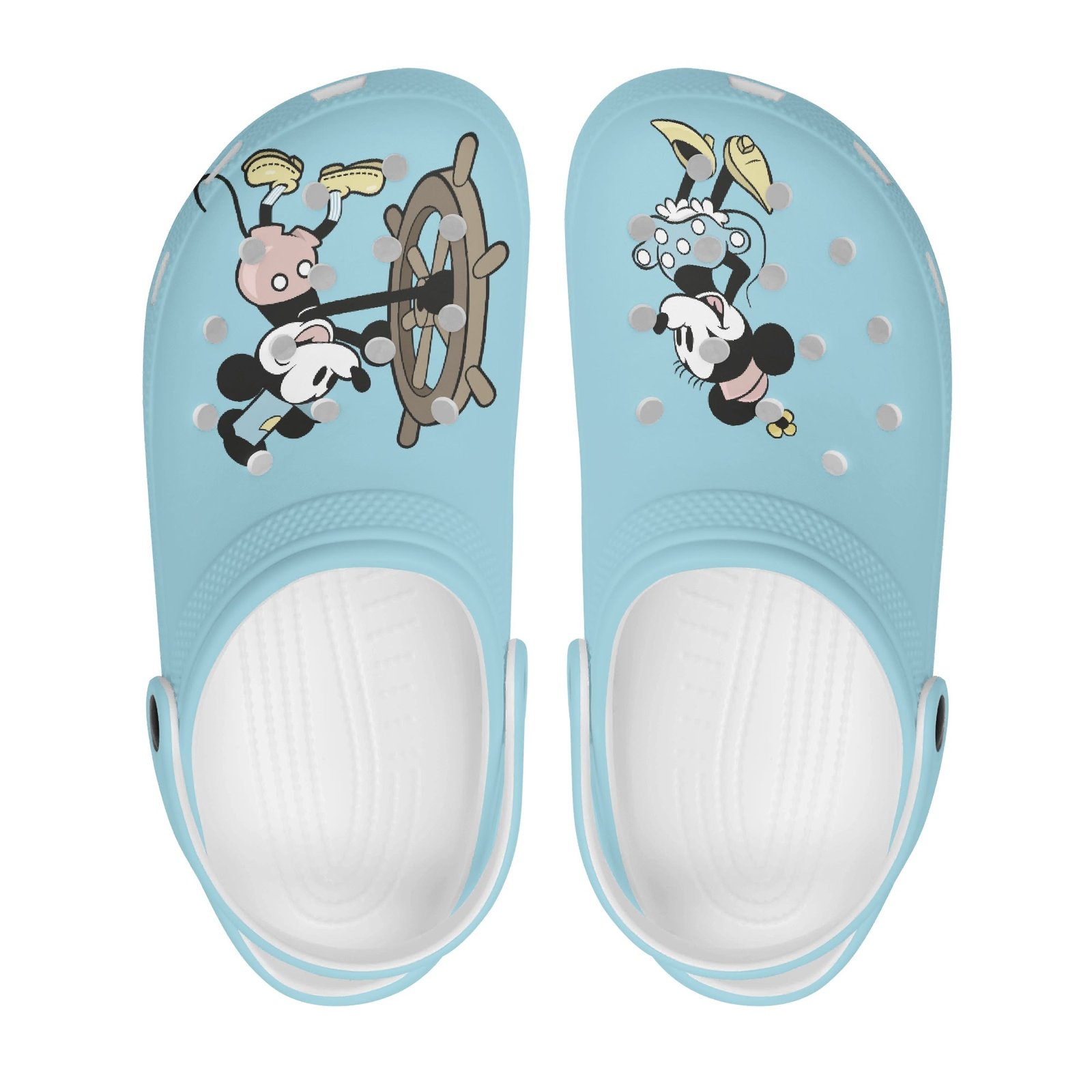 Women's Blue Steamboat Willie Rubber Clogs