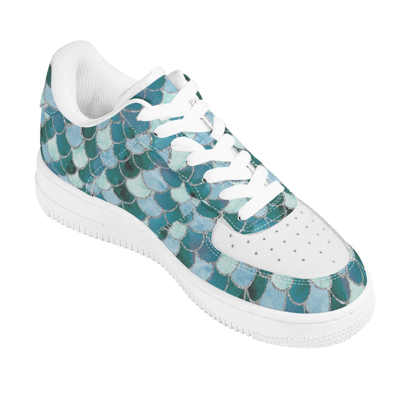 Dark Green Mermaid Shoes | Women's Mermaid Low Top Vegan Leather Sneakers - Image 6