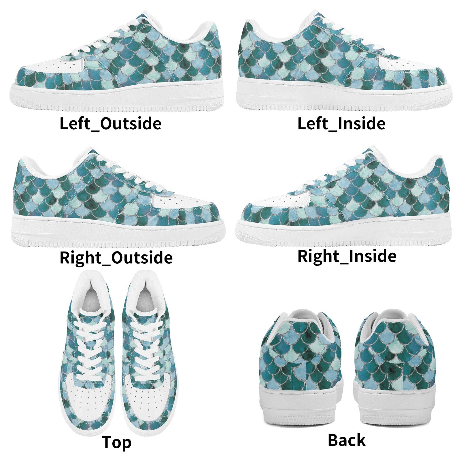 Dark Green Mermaid Shoes | Women's Mermaid Low Top Vegan Leather Sneakers - Image 11