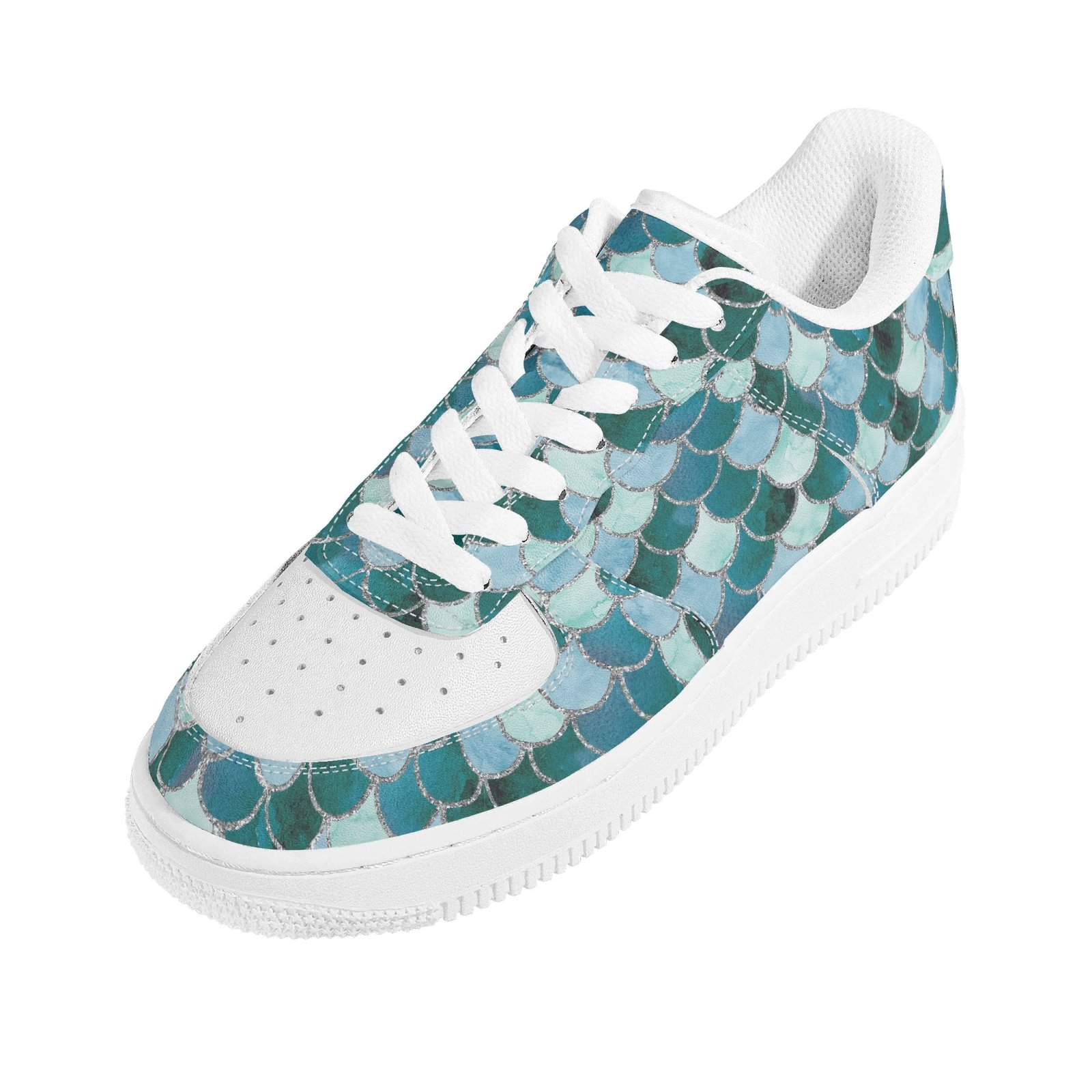Dark Green Mermaid Shoes | Women's Mermaid Low Top Vegan Leather Sneakers - Image 5