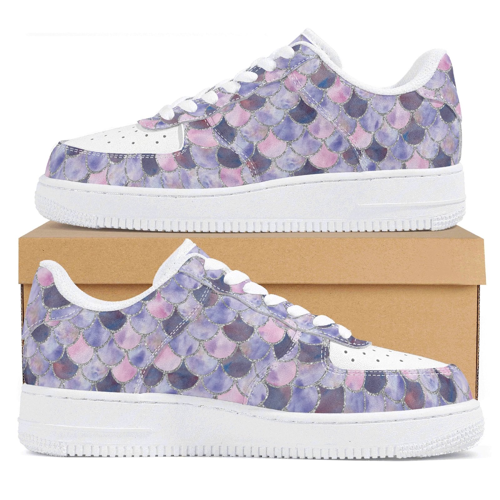 Purple Mermaid Shoes | Women's Mermaid Low Top Vegan Leather Sneakers - Image 2