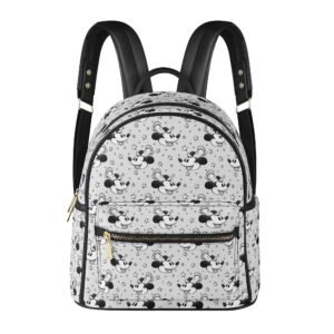 Black and White Steamboat Willie Mini Backpack in Vegan Leather