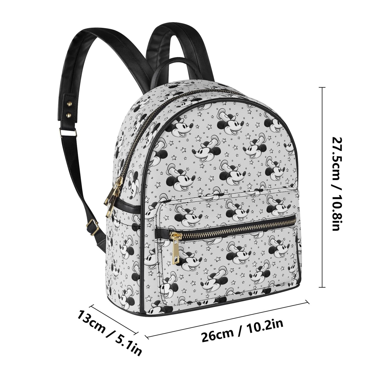 Black and White Steamboat Willie Mini Backpack in Vegan Leather - Image 6