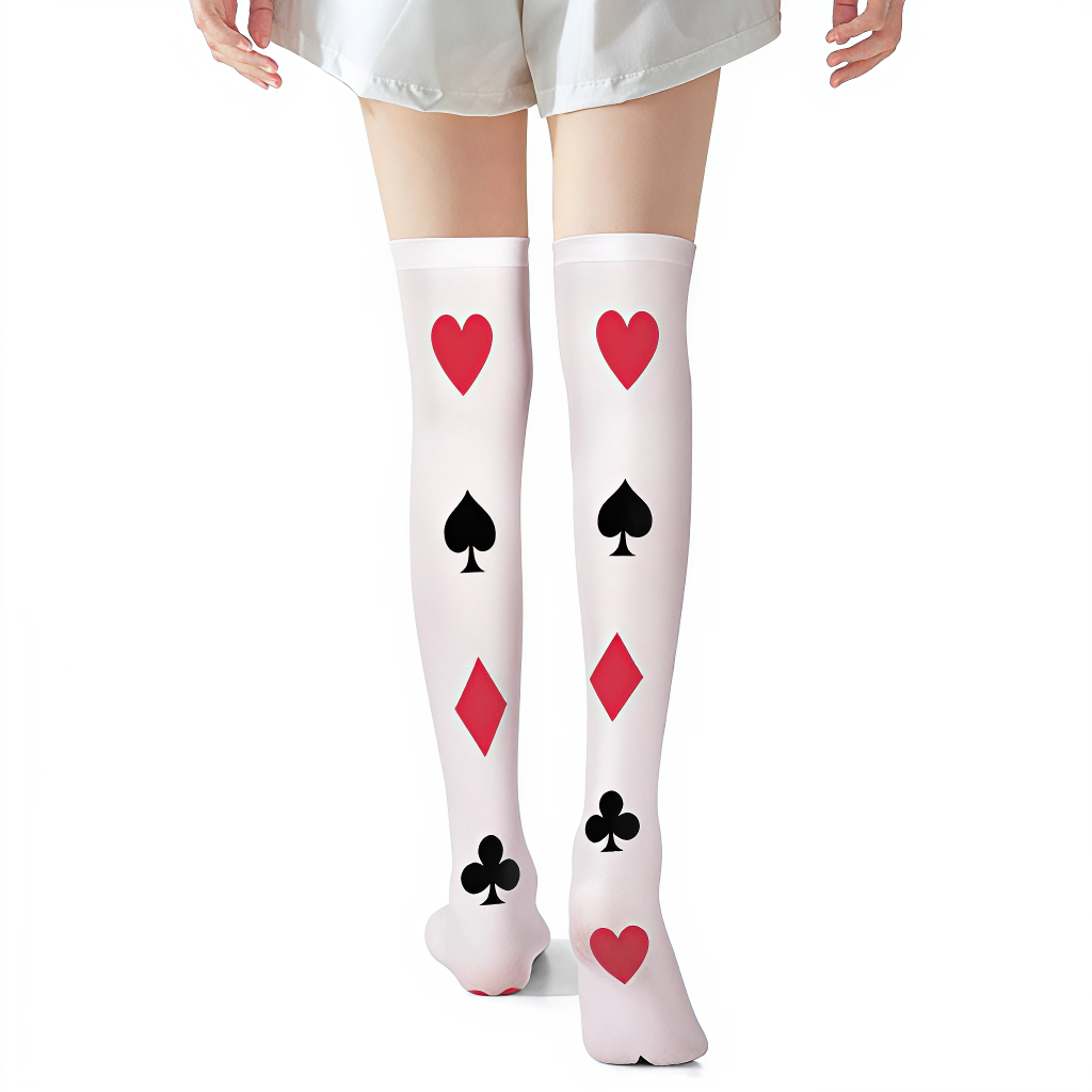 Alice in Wonderland Thigh High Stockings | Wonderland Tights | Card Thigh High Tights - Image 4