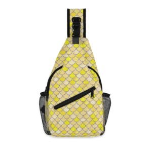 Yellow Mermaid Sling Bag | Mermaid Chest Bag Crossbody Bag with Adjustable Strap