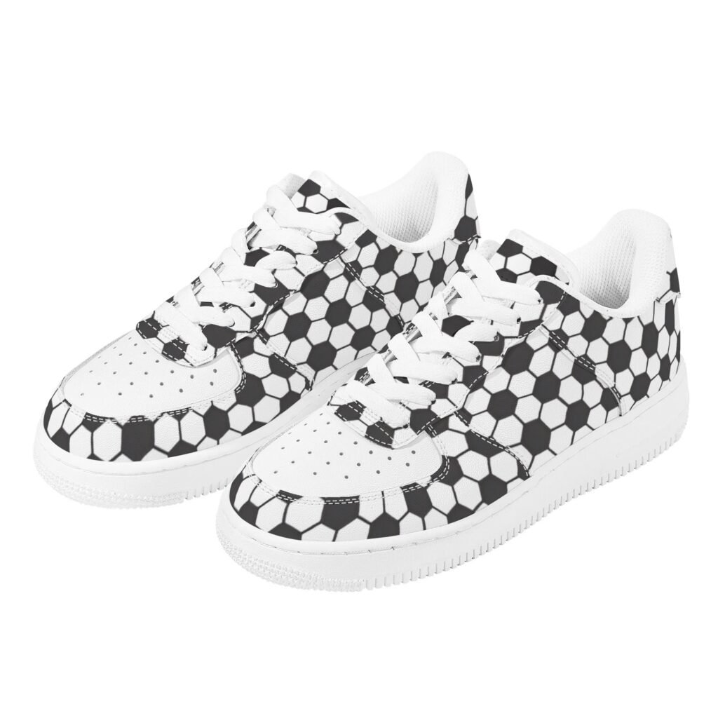 Women's Soccer Ball Print Sneakers in Vegan Leather