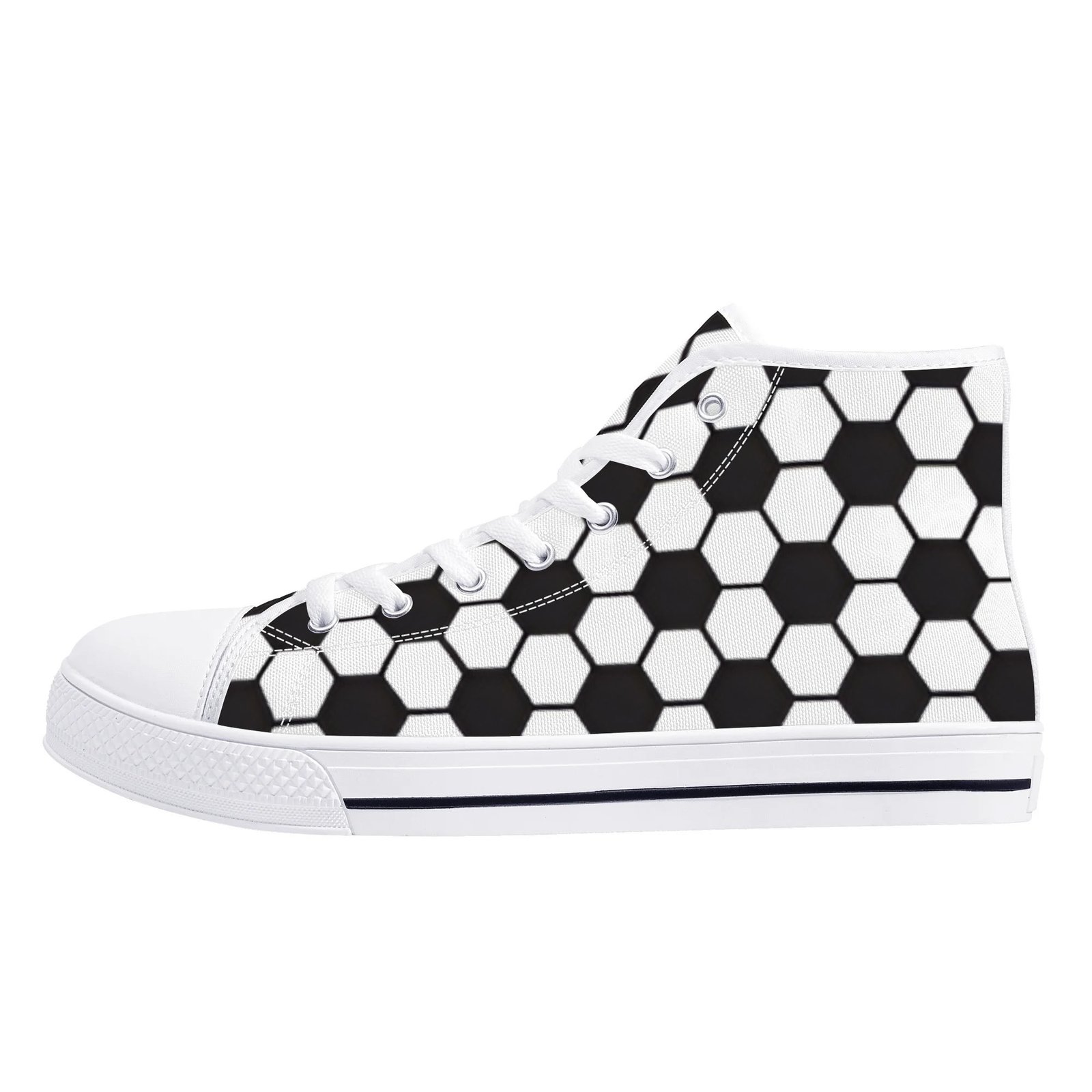 Women's Soccer Ball Print High Top Shoes - Image 17