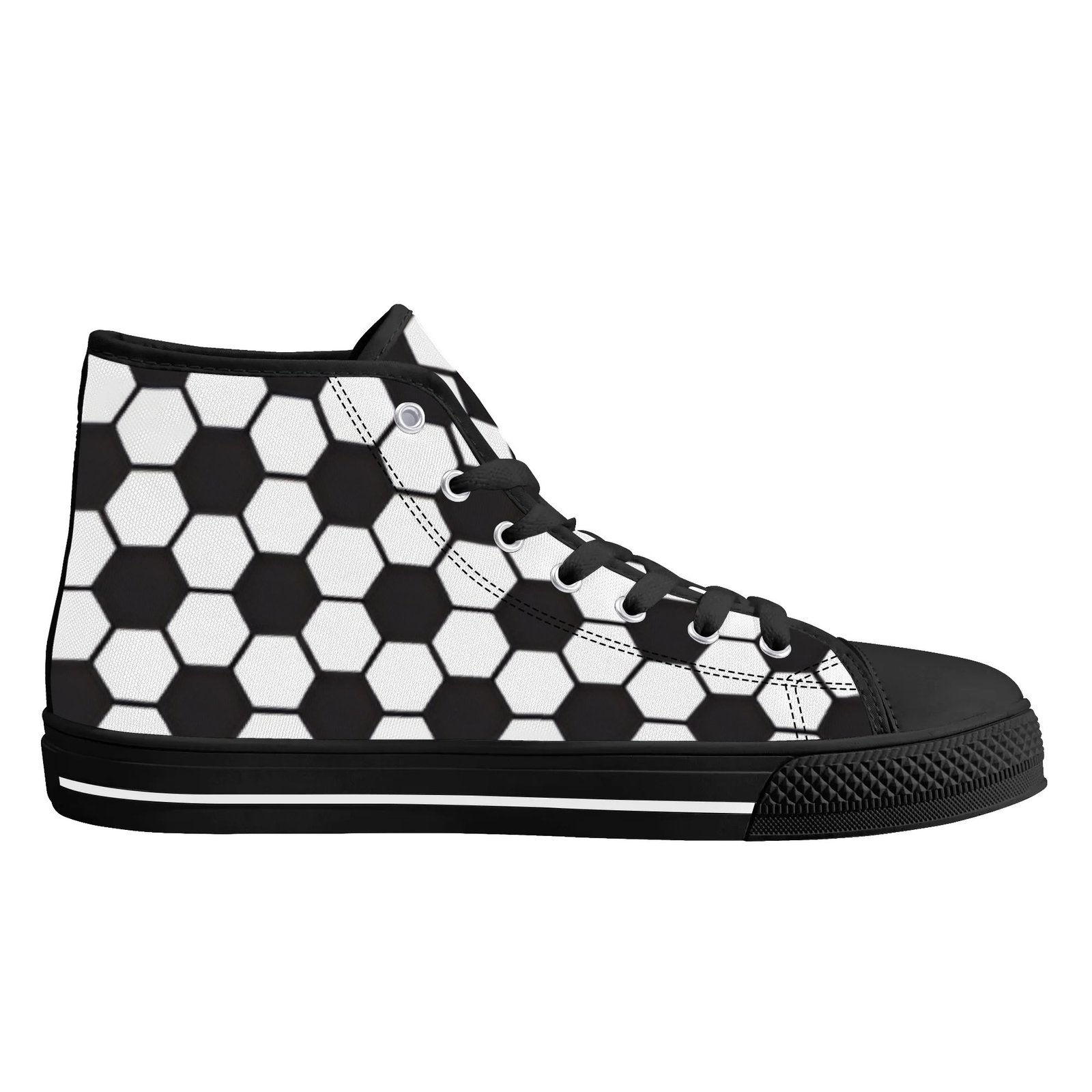 Women's Soccer Ball Print High Top Shoes - Image 6