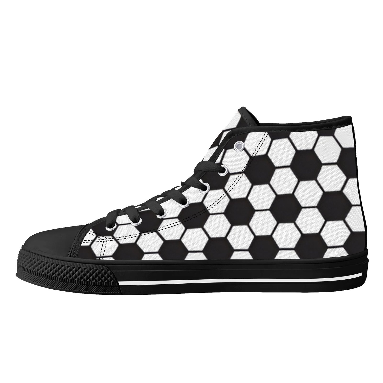 Women's Soccer Ball Print High Top Shoes - Image 7
