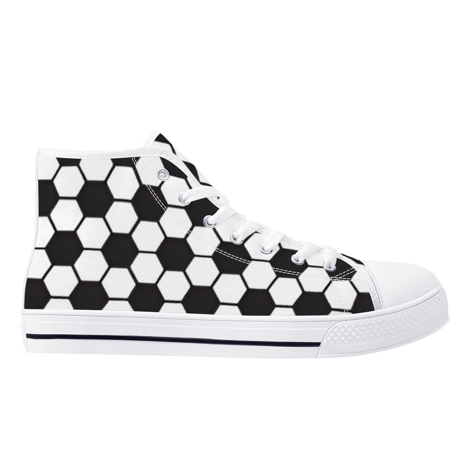Women's Soccer Ball Print High Top Shoes - Image 20