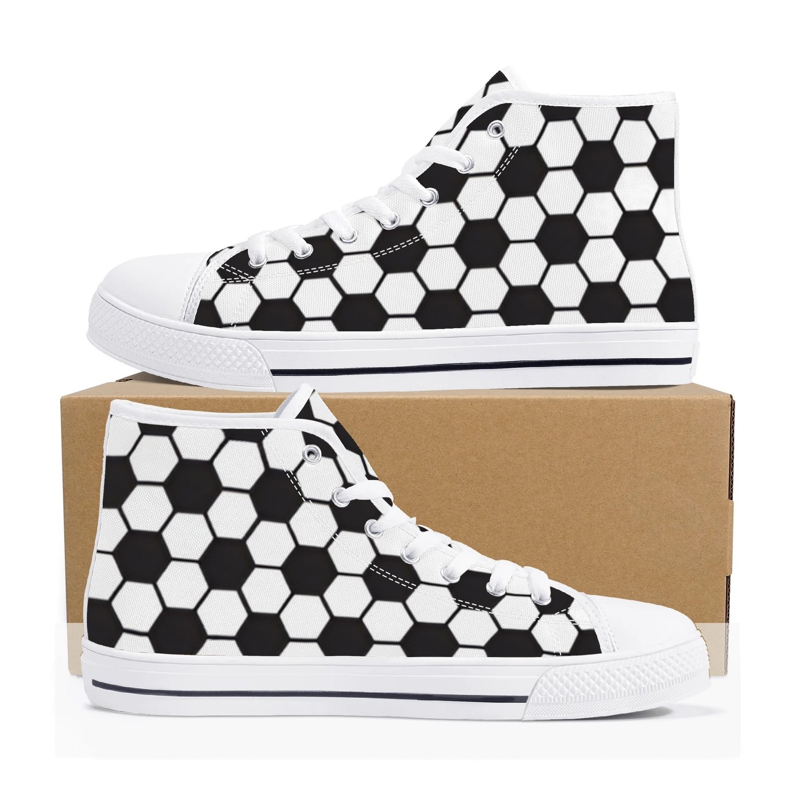 Women's Soccer Ball Print High Top Shoes - Image 21