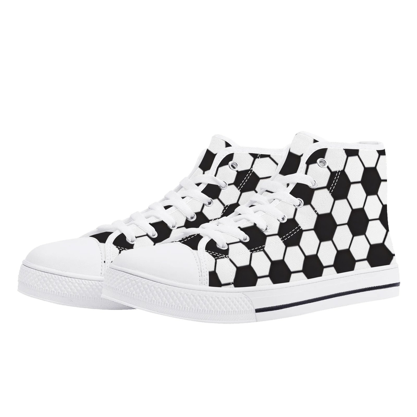 Women's Soccer Ball Print High Top Shoes - Image 13