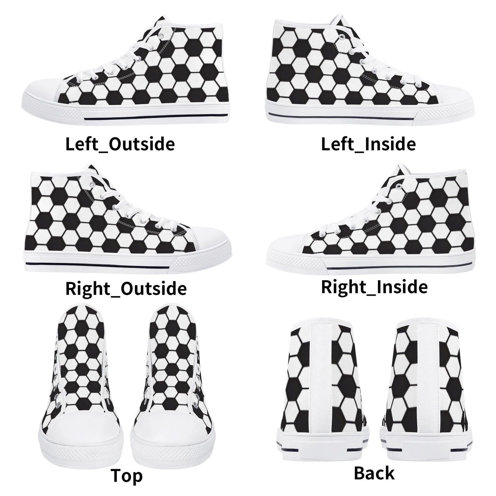 Women's Soccer Ball Print High Top Shoes - Image 24