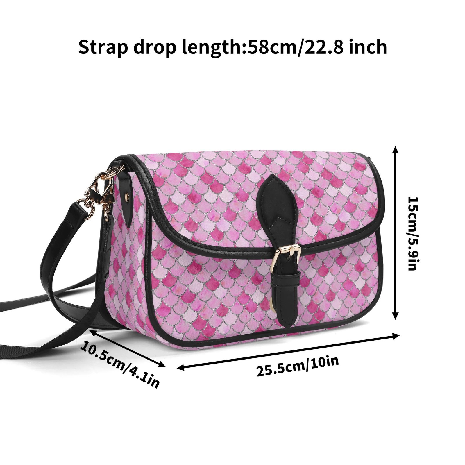 Pink Mermaid Crossbody Bag with a Buckle - Image 8