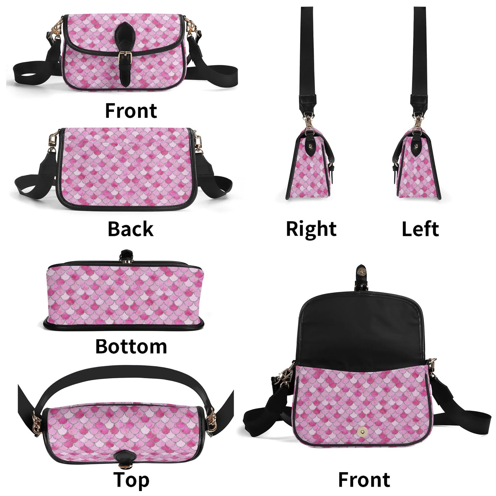 Pink Mermaid Crossbody Bag with a Buckle - Image 9